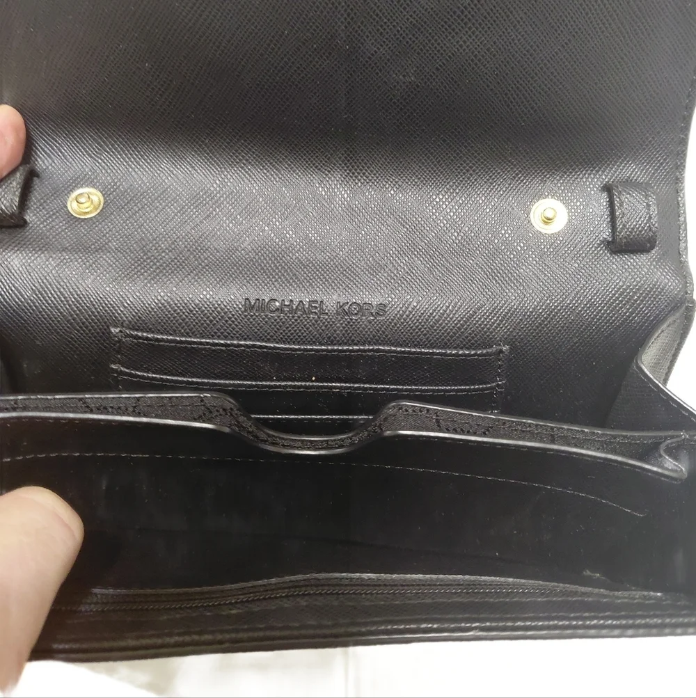 Michael Kors Black Wallet Clutch with Gold Logo - Picture 5 of 11